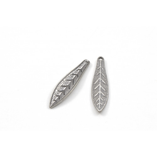 ANTIQUE SILVER FEATHER CHARM 19X5MM 